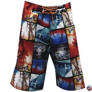 NWT COLLAGE SUMMER SURF BEACH MEN'S SWIMWEAR TRUNKS SWIMMING BOARD SHORTS SIZE L